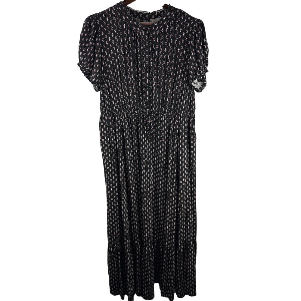 Women’s Torrid Size 1 Black Pattern Maxi Prairie Dress